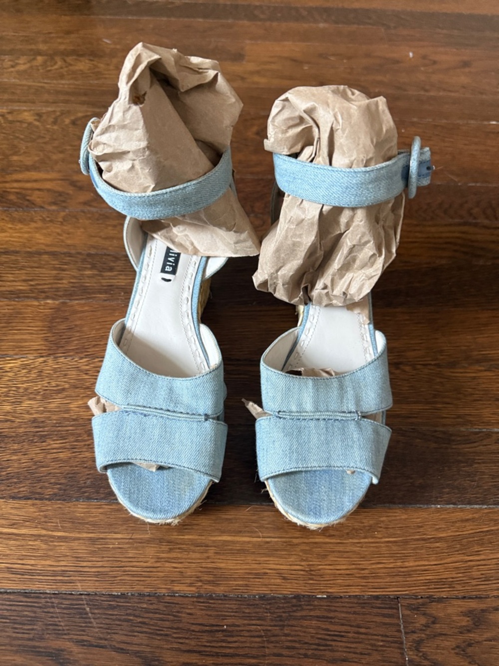 🐋 Alice + Olivia ‘Roberta’ Denim Blue Espadrille Wedge Sandals, Size 8 - Picture 2 of 12